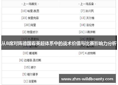 从B席对阵德国看英超体系中的战术价值与比赛影响力分析